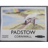 Vic Millington, 2012, Approaching Padstow, Cornwall, original watercolour, railway style, based on a