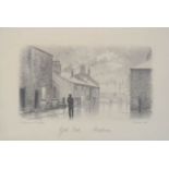 Duncan Armstrong, Gate Edn, Padiham, 1983, original pencil on paper, 10 by 15cm.