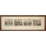 Four 19th century tinted prints of a comical nocturnal hunt; 'Ipswich The Watering Place Behind