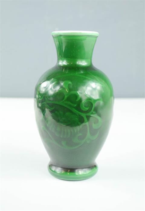 A Victorian green vase, continental. 17cm high, 9cm wide.