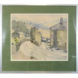 S Warburton, The Road To Keighley, Hebdon Bridge, '84, watercolour, 33 by 40cm.