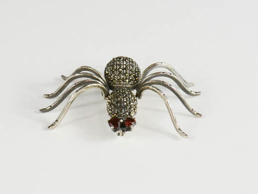 A silver and marcasite spider. - Image 2 of 2