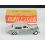 A Dinky Toys Rolls Royce silver Wraith no 150 model with the original box.