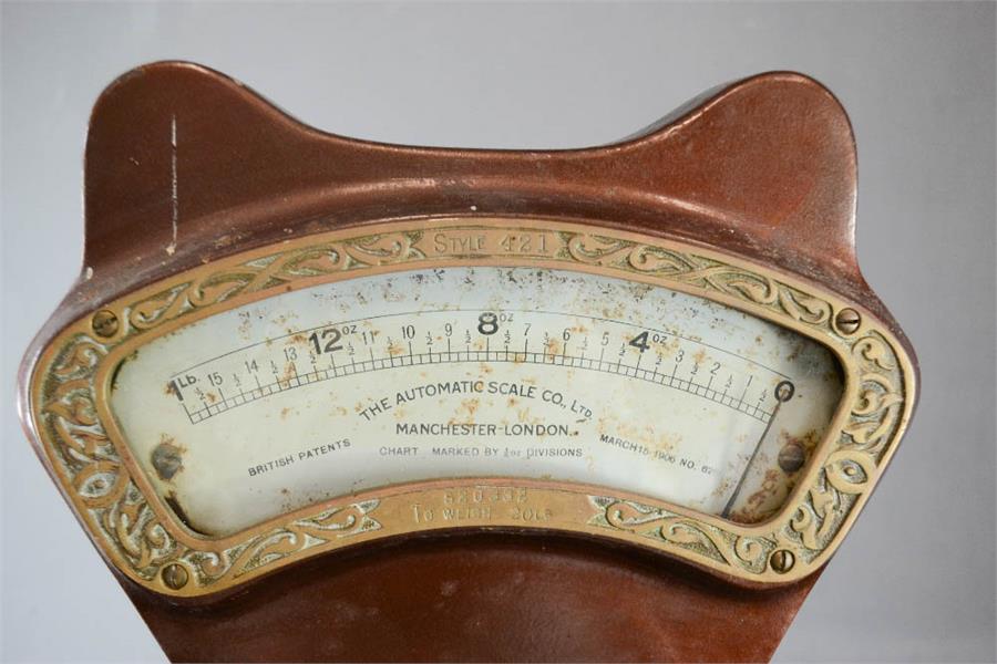 The Automatic Scale Co Ltd, Manchester-London set of scales to weigh 20lb, no 520332. - Image 2 of 2