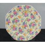 A 1930s James Kent Chintz wild rose hexagonal plate together with a 1940s midwinter bowl in pale