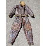 An original WWII RAF Irvin flying suit, comprising jacket and trousers, all original Air Ministry