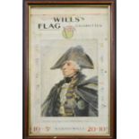 A Will's Flag cigarette advertising poster showing a picture of Lord Nelson, 24 by 37cm.