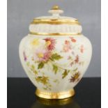 A Royal Worcester jar and cover / pot pourri jar, hand painted with flowers, no 1314 Rd.No.115189.