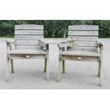 A wooden twin garden seat.