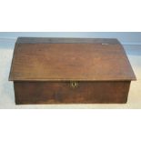 An 18th century oak bible box with fitted interior.