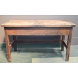 An oak double school desk.