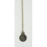 A British West Africa 1913 silver shilling pendant on silver chain.