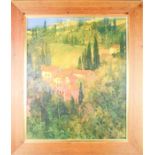 An Italian landscape impasto print, 58 by 70cm.