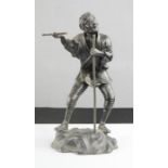 A spelter Chinese fisherman, 27cm high.