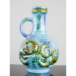 Two West German vases, one with turquoise ground numbered 7498-20, 20cm high, the other 66-25 of