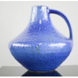 Amano German pottery vase, purple glaze no. 553-15, together with a 1960s German vase of cobalt blue