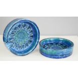 A pair of Bitossi Rimini blu ashtrays, 12cm diameter.