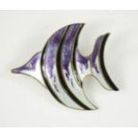 A Norway sterling silver and enamelled brooch, in the form of a fish, D-A.