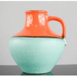 West German pottery jug, turquoise and orange glaze, monogram to base, 15cm high.