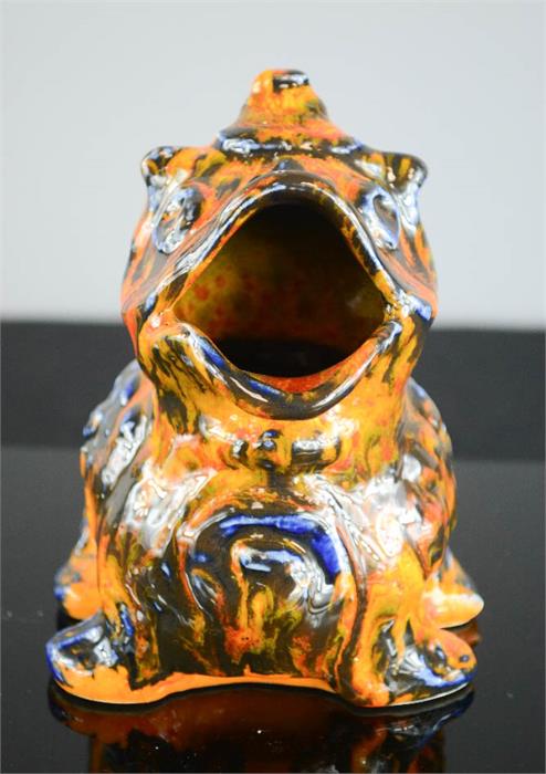 Jasba pottery frog figure, no 506013, orange mottled glaze, 14cm high. - Image 2 of 3
