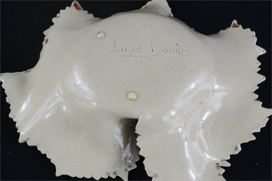 Janie Davies; Studio ware ceramic bowl in the form of a leaf. - Image 2 of 2