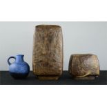 Three West German pottery examples, including a Ruscha blue glazed jug, 11cm high, ##