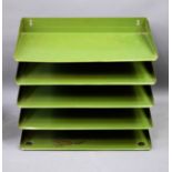 A 1950s green metal paper tidy.