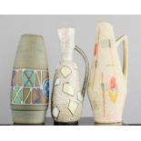 West German ceramic jugs and vase; including examples 818, 1230-20, 271-22.