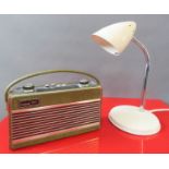 A retro lamp and a Roberts Rambler radio in green.