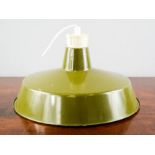 A green Mid-Century ceiling light.