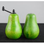 A wooden salt & pepper in the form of pears.