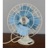 A vintage Verity Fans Ltd 'Limit' table fan, with blue blade, 35cm high.