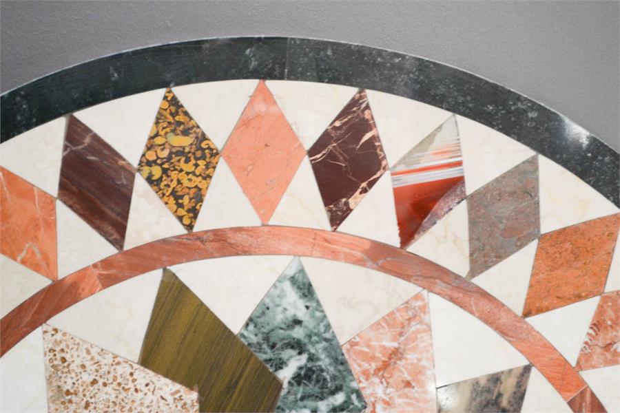 A pietra dura specimen marble table top, geometrically inlaid with various specimen marbles. 66cm - Image 2 of 3