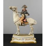 A Capo de Monte figure of Napoleon on horseback, stamped designer B. Merli, 34cm high.