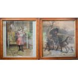 A pair of 19th century prints, 'Pets' and 'In a Fix', both measure, 46 by 41cm.