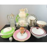 A miscellaneous group if items including Capricorn plate, silver plate ware, carving sets.