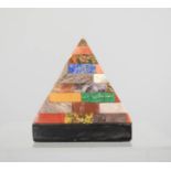A pietra dura specimen marble pyramid paperweight / ornament. 11cm high.