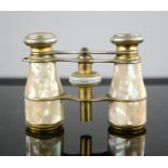 A Pair of Edwardian French Mother of Pearl Opera glasses from The Elite Paris.