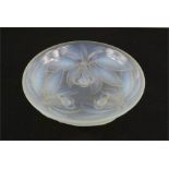 A French G. Vallon opalescent glass bowl, moulded in relief with cherries, 23.5cm. diameter, moulded