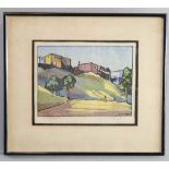 Llewellyn Petley-Jones (Canadian 1908 - 1986):‘Souvenir of Edmonton’, Limited edition colour woodcut