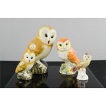 A group of owls including Goebel, Beswick and a pair of Studio pottery owls, tallest measures 10cm.