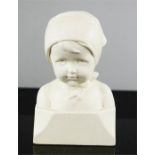 A German white ceramic figure of a young girl wearing head scarf, 17cm high.