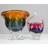Two vintage Murano glass vases.