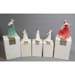 Five Royal Doulton ladies, all with original boxes.