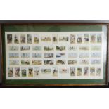 A framed set of Players cigarette cards, depicting bicycles.