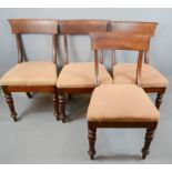 Four Victorian dining chairs.