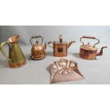 A quantity of copper to include a 19th century kettle and matching can.