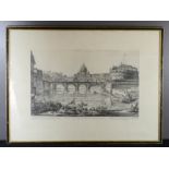 Giovani Piranesi, etching, Veduta del Ponte e Castello Sant'Angelo.