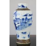 A Chinese blue and white vase, stoneware glazed.