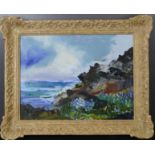 An oil on canvas, seascape, unsigned.